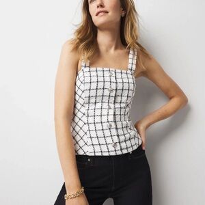 White House Black Market White Plaid Bustier